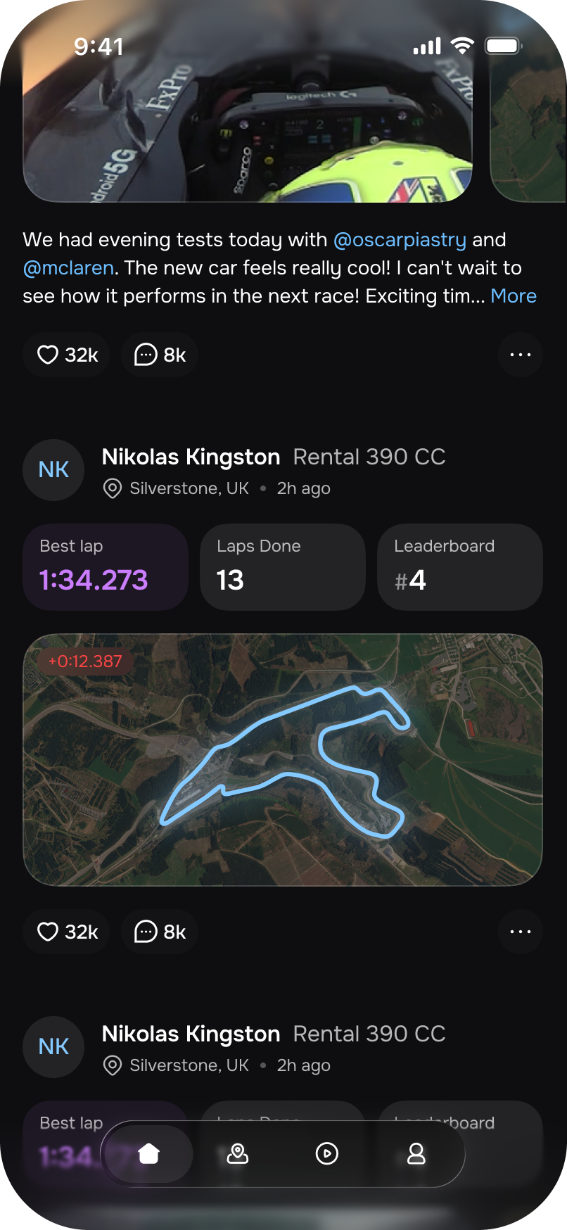 A racing session shared in the Lapra feed